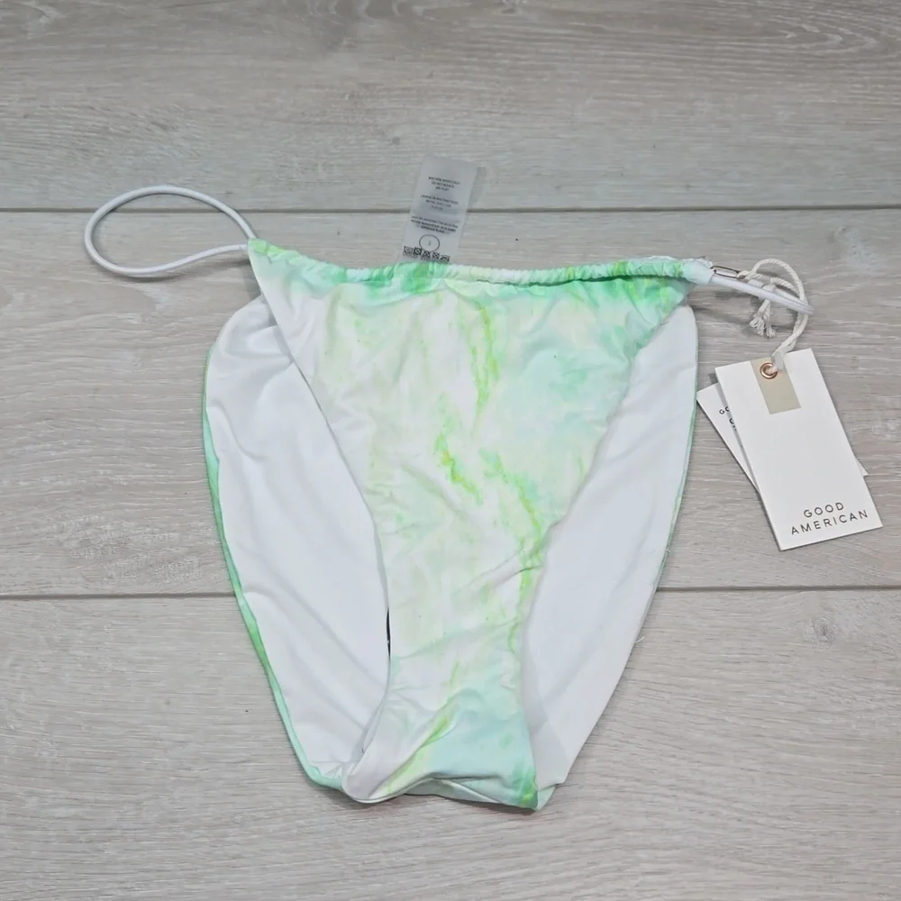 NWT Good American Women Green Marble Swim bottom sz 3/L